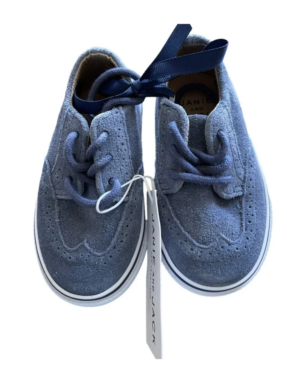 Janie And Jack Shoes Boys Size 6 Blue Suede Wingtip Lace Up